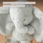 LouLou Musical Plush Elephant  - Baby Soft Toy - 30 cm - Linden Green [ES]
