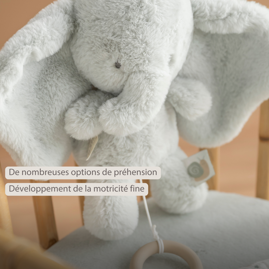 LouLou Musical Plush Elephant  - Baby Soft Toy - 30 cm - Linden Green [FR]