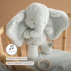 LouLou Musical Plush Elephant  - Baby Soft Toy - 30 cm - Linden Green [FR]
