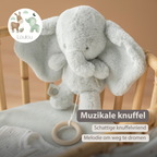 LouLou Musical Plush Elephant  - Baby Soft Toy - 30 cm - Linden Green [NL]