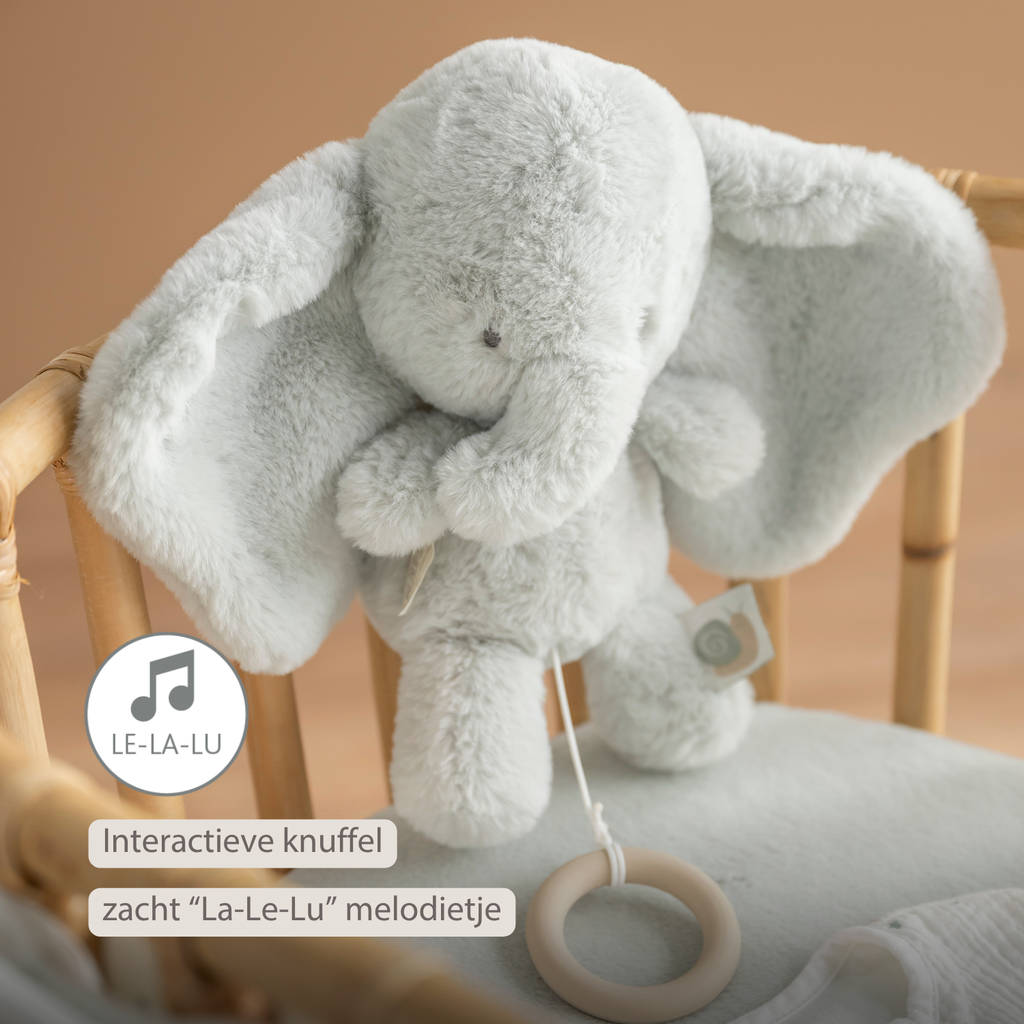 LouLou Musical Plush Elephant  - Baby Soft Toy - 30 cm - Linden Green [NL]