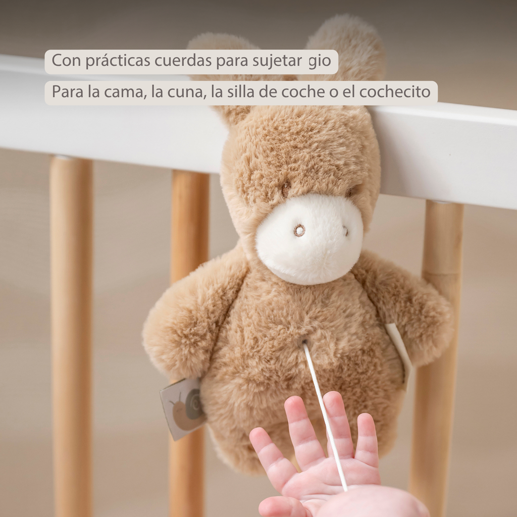 LouLou Mini Musical Plush Donkey - Baby Soft Toy - 20 cm - Light Caramel [ES]