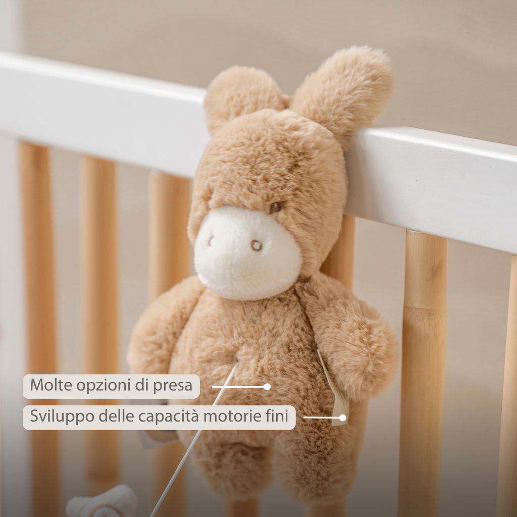 LouLou Mini Musical Plush Donkey - Baby Soft Toy - 20 cm - Light Caramel [IT]
