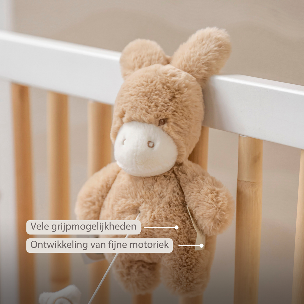 LouLou Mini Musical Plush Donkey - Baby Soft Toy - 20 cm - Light Caramel [NL]