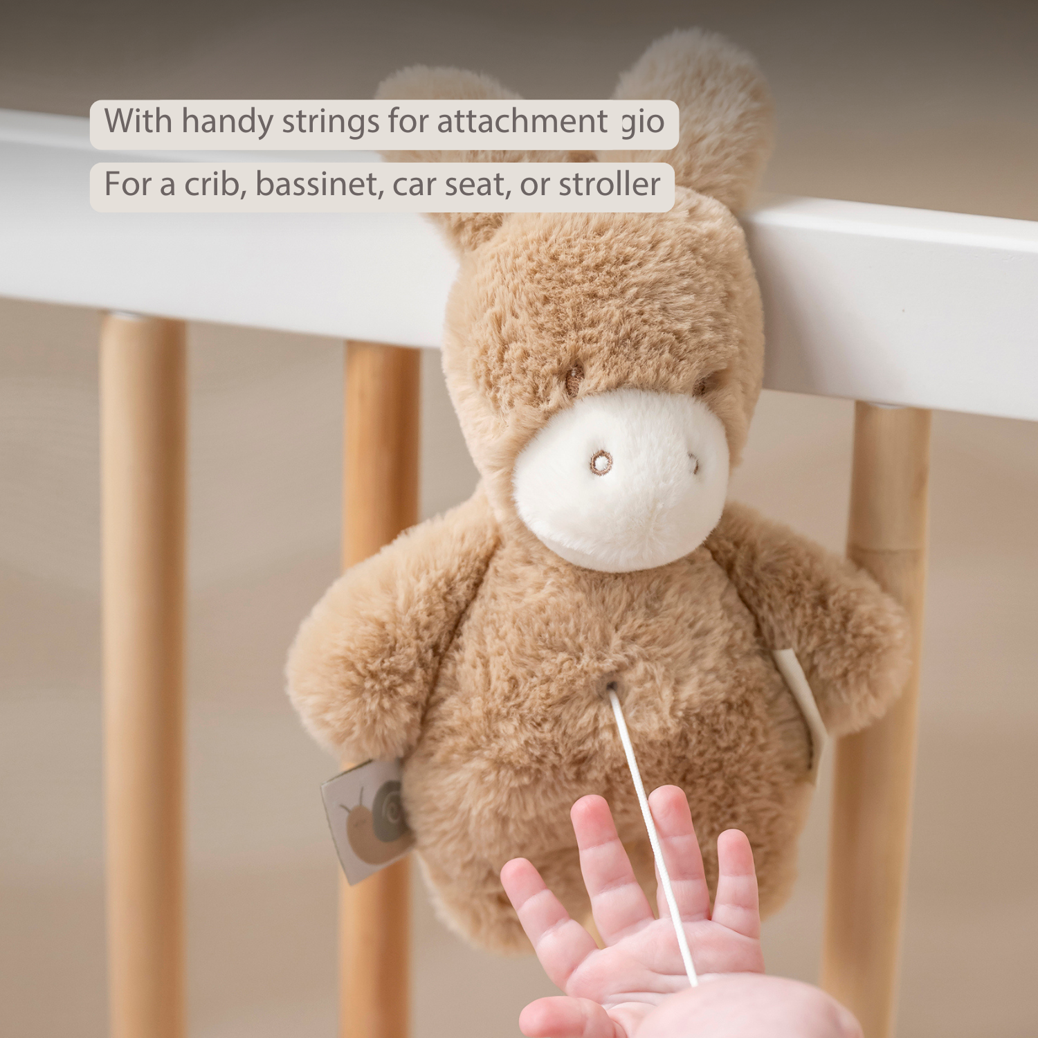 LouLou Mini Musical Plush Donkey - Baby Soft Toy - 20 cm - Light Caramel [EN]