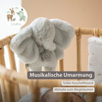 LouLou Mini Musical Plush Elephant - Baby Soft Toy - 20 cm - Linden Green [DE]