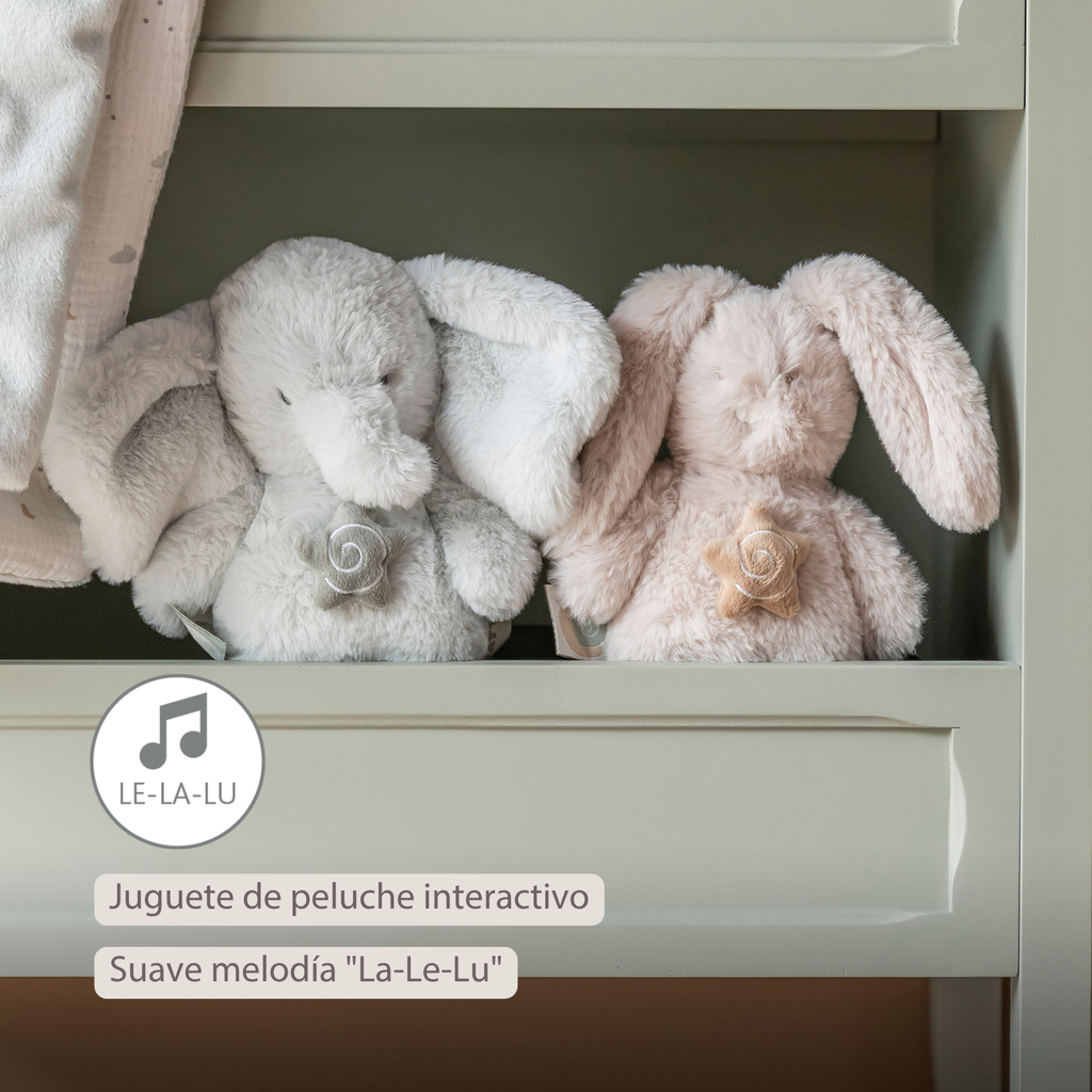LouLou Mini Musical Plush Elephant - Baby Soft Toy - 20 cm - Linden Green [ES]