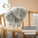 LouLou Mini Musical Plush Elephant - Baby Soft Toy - 20 cm - Linden Green [FR]