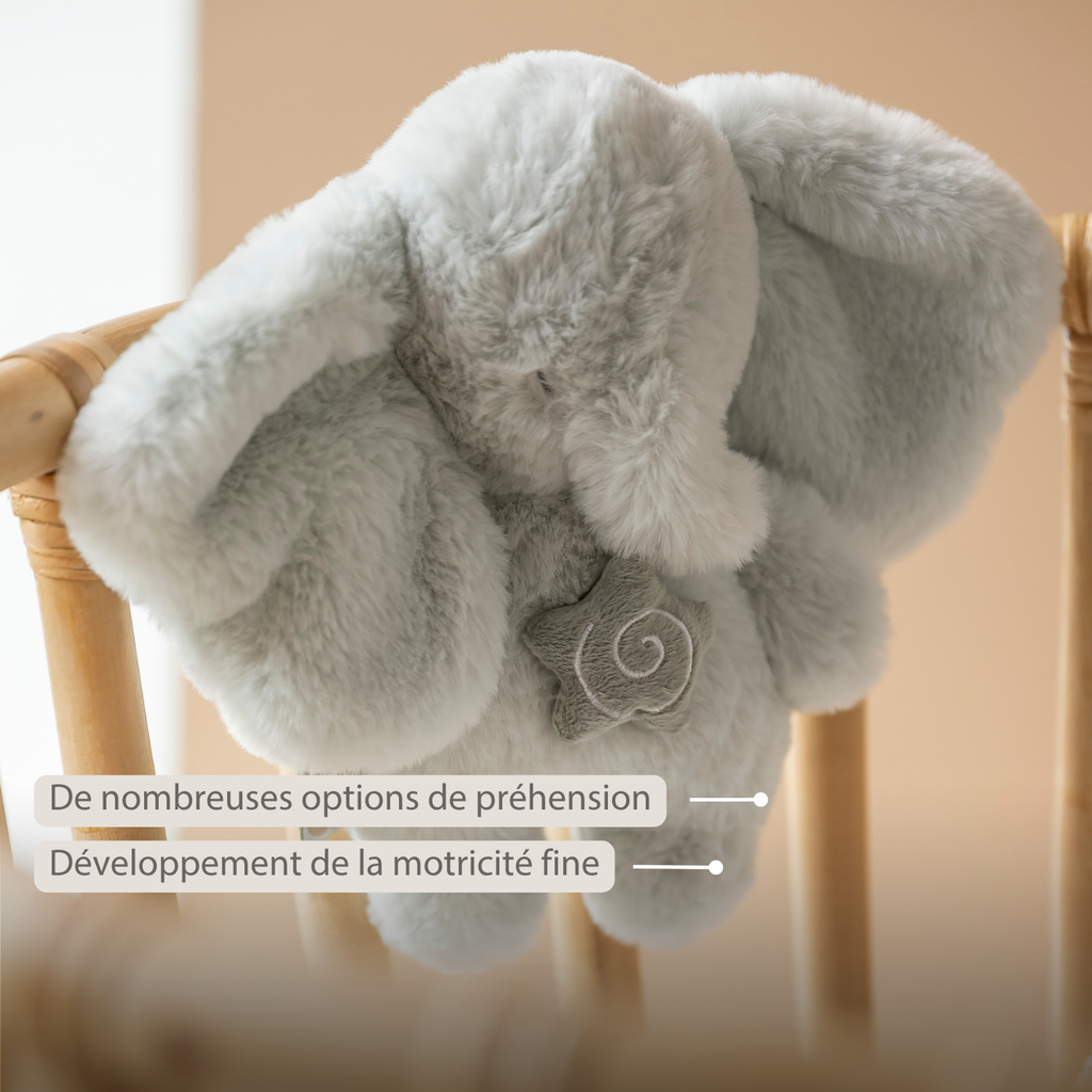 LouLou Mini Musical Plush Elephant - Baby Soft Toy - 20 cm - Linden Green [FR]