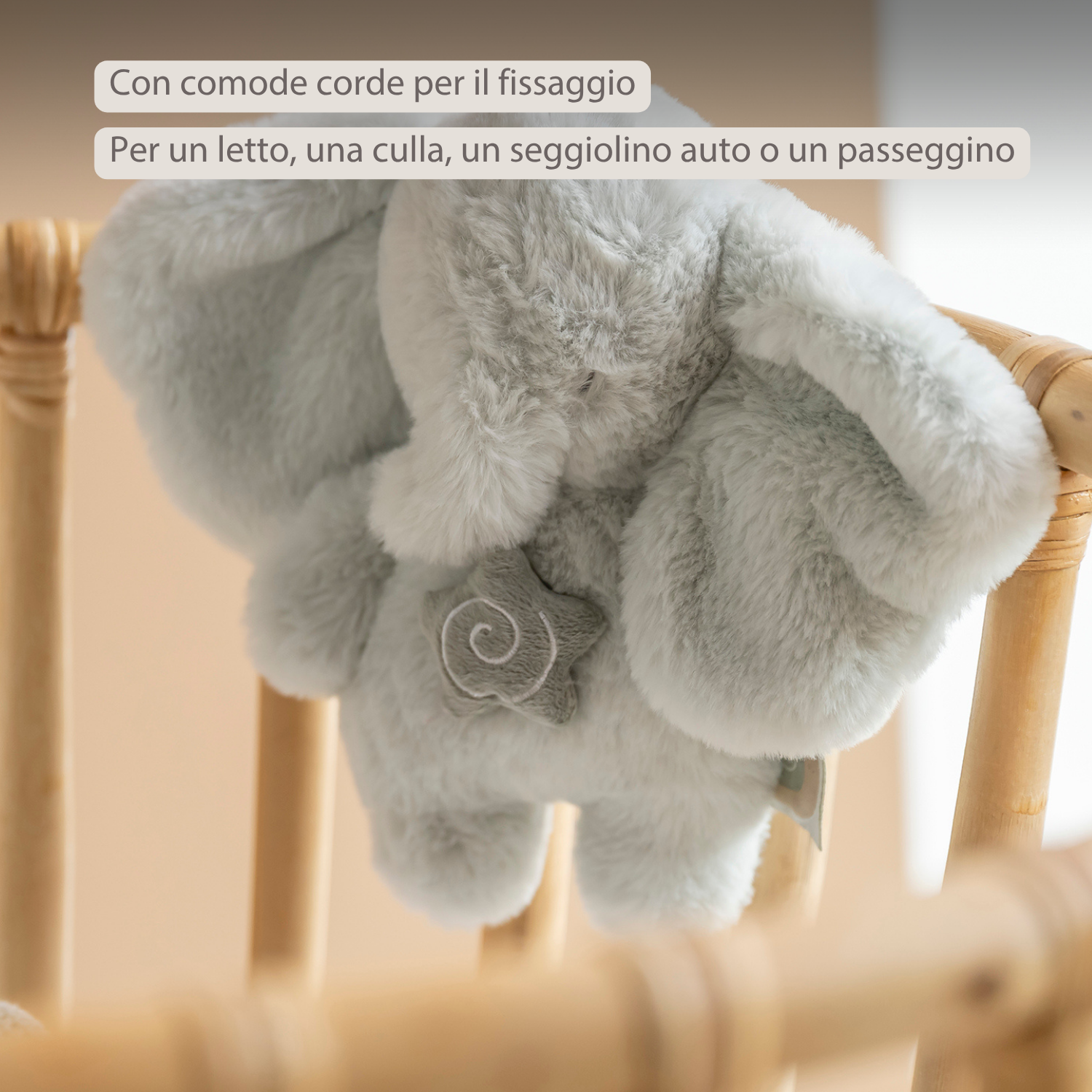 LouLou Mini Musical Plush Elephant - Baby Soft Toy - 20 cm - Linden Green [IT]