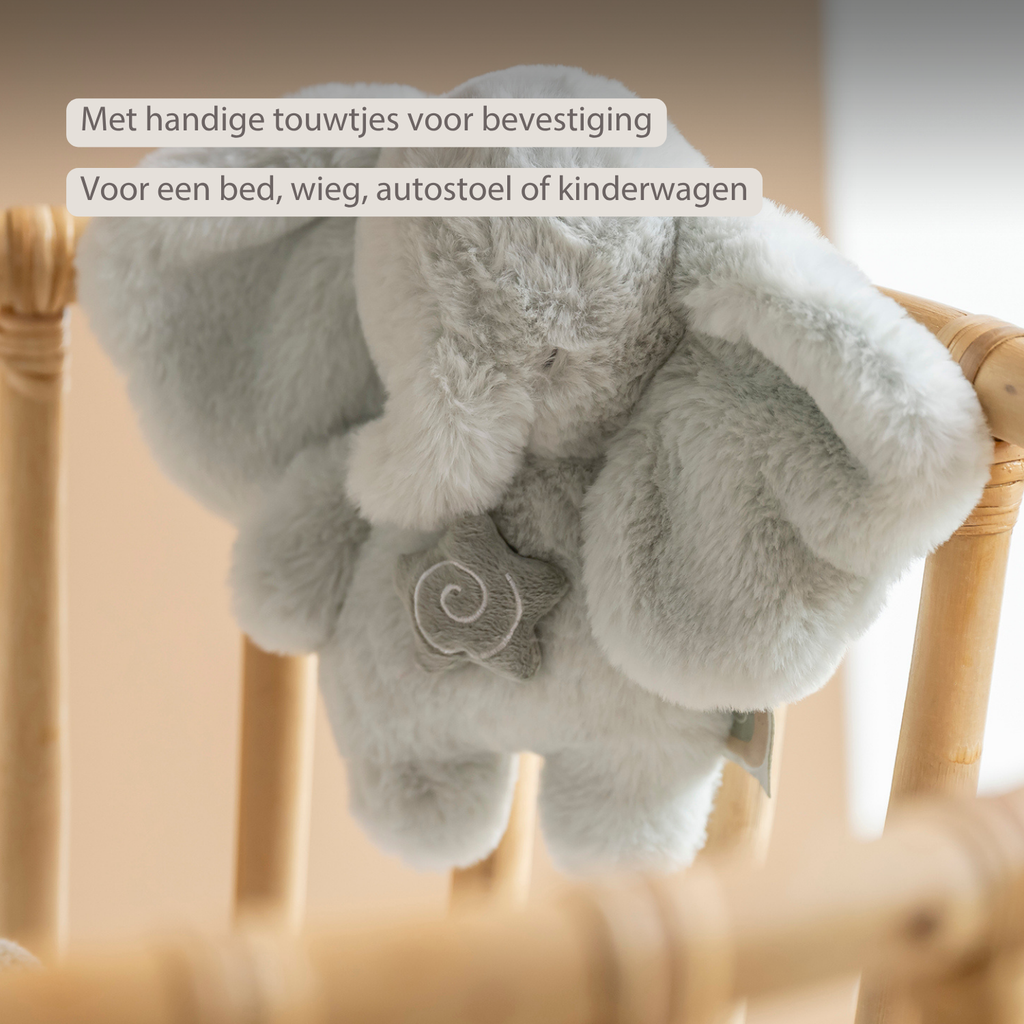 LouLou Mini Musical Plush Elephant - Baby Soft Toy - 20 cm - Linden Green [NL]