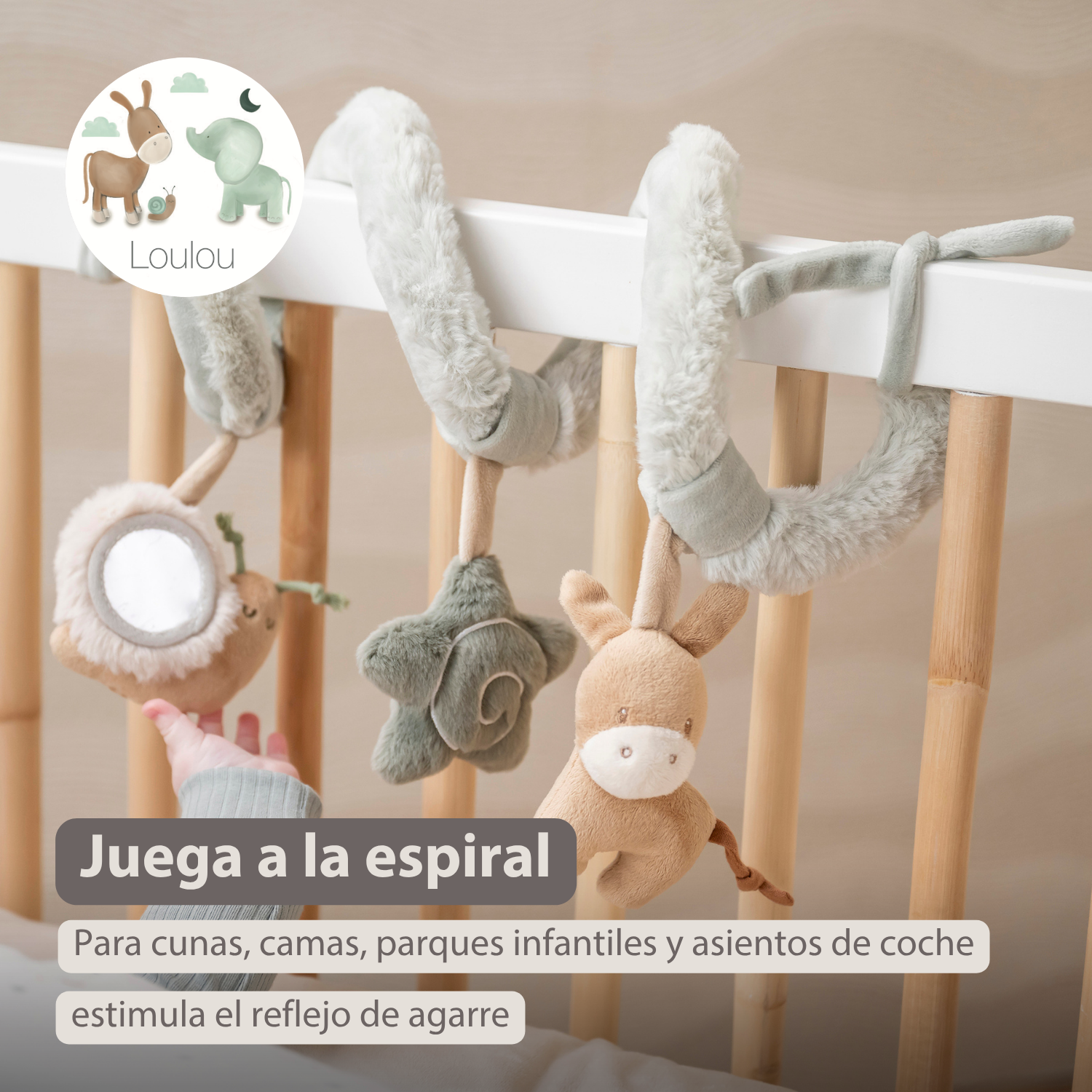 LouLou Activity Spiral - Baby Spiral Toy for Home or On the Go - 18 cm - Soft Colours [ES]