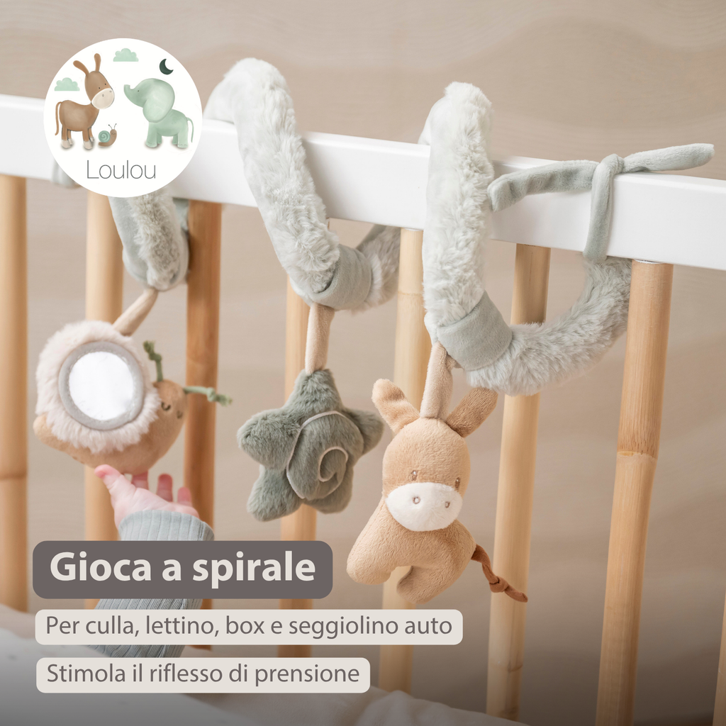 LouLou Activity Spiral - Baby Spiral Toy for Home or On the Go - 18 cm - Soft Colours [IT]