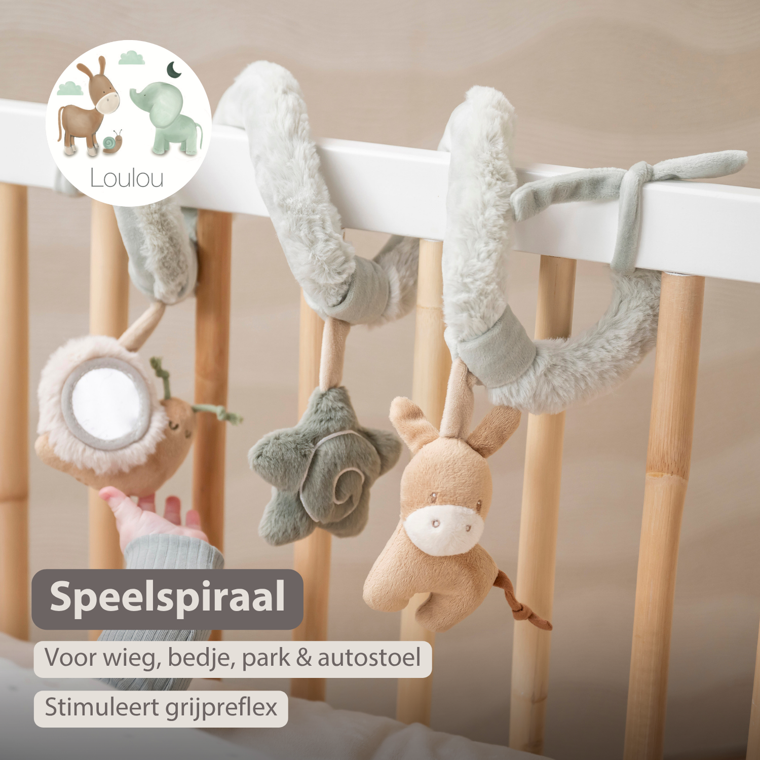 LouLou Activity Spiral - Baby Spiral Toy for Home or On the Go - 18 cm - Soft Colours [NL]