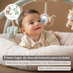 LouLou Stuffed Playmat with Rounded Arches - 90 cm - Activity Play Mat for Babies - Padded Edges - Soft Colours [ES]