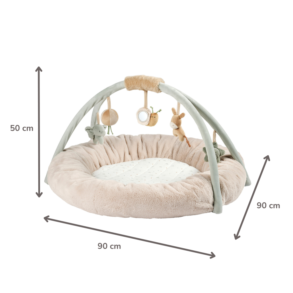 LouLou Stuffed Playmat with Rounded Arches - 90 cm - Activity Play Mat for Babies - Padded Edges - Soft Colours [ES]