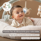 LouLou Stuffed Playmat with Rounded Arches - 90 cm - Activity Play Mat for Babies - Padded Edges - Soft Colours [FR]