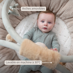 LouLou Stuffed Playmat with Rounded Arches - 90 cm - Activity Play Mat for Babies - Padded Edges - Soft Colours [FR]