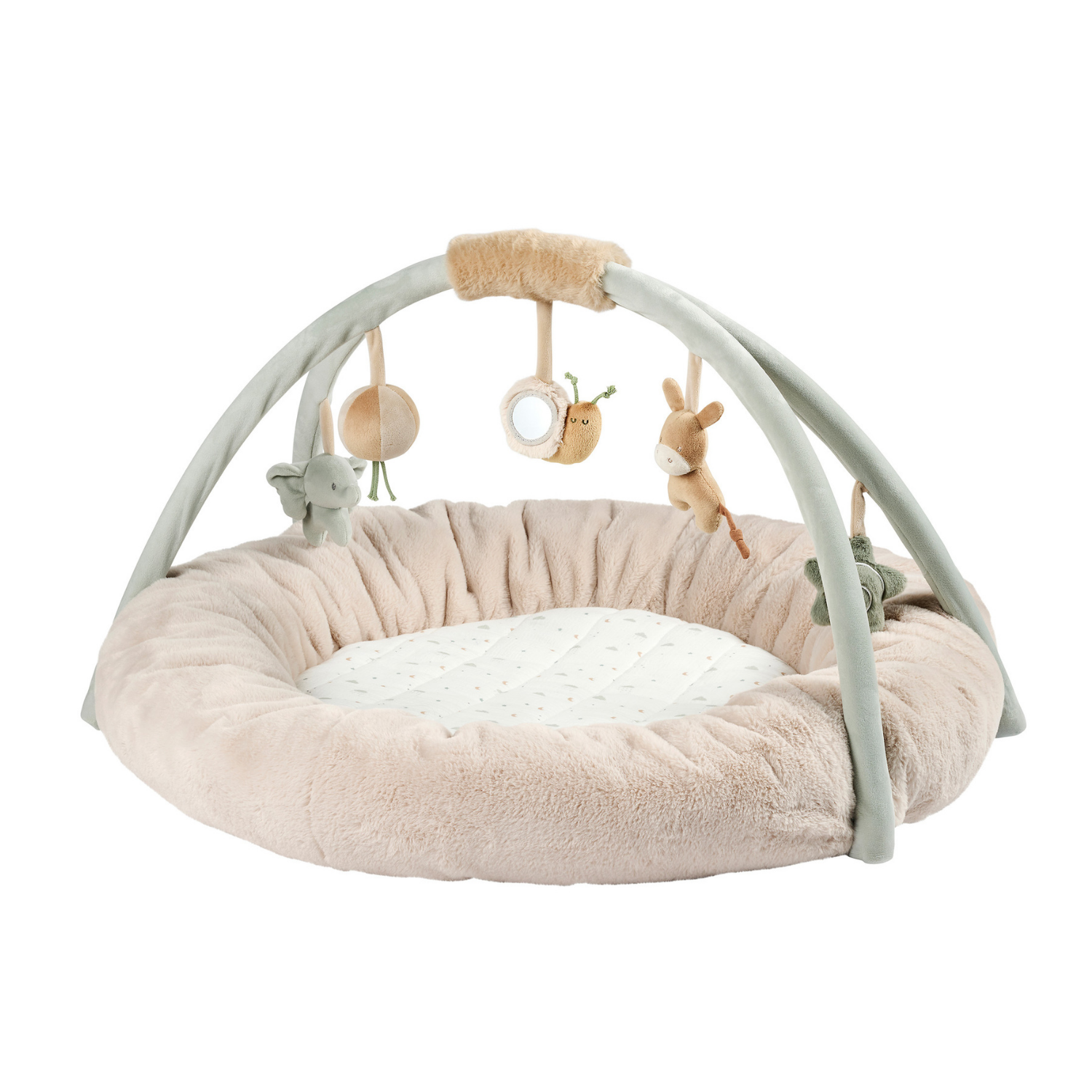 LouLou Stuffed Playmat with Rounded Arches - 90 cm - Activity Play Mat for Babies - Padded Edges - Soft Colours [IT]