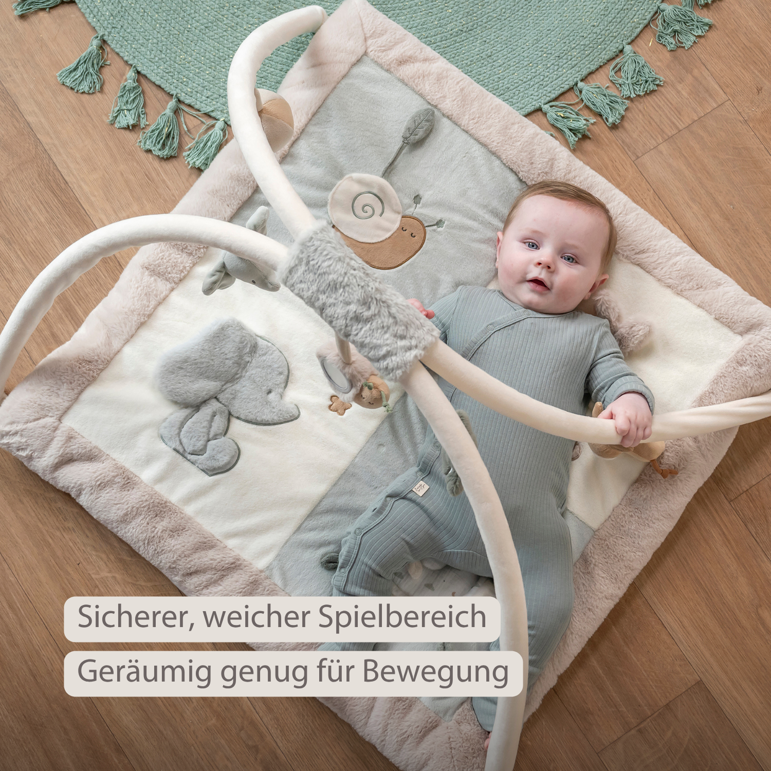 LouLou Playmat Square with Rounded Arches - 80 x 80 cm - Activity Play Mat for Babies - Soft Colours [DE]