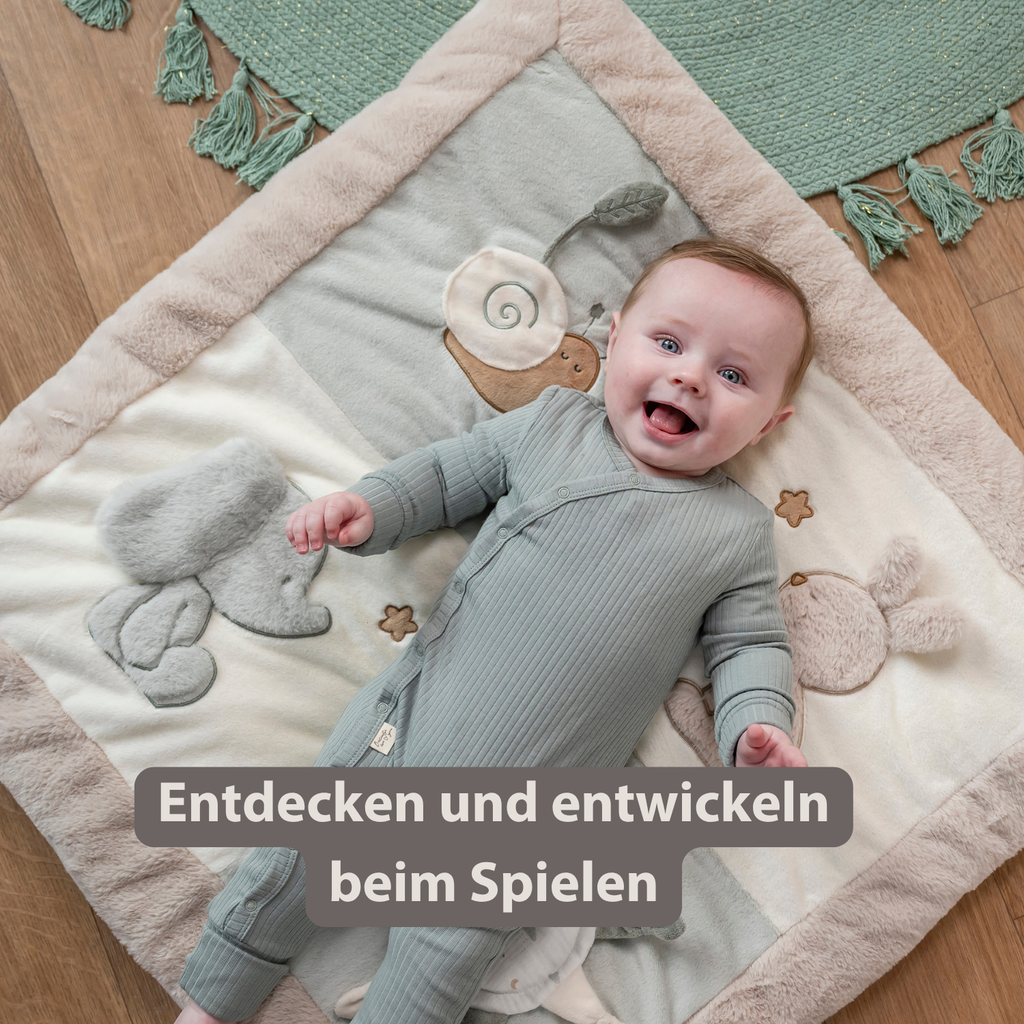 LouLou Playmat Square with Rounded Arches - 80 x 80 cm - Activity Play Mat for Babies - Soft Colours [DE]