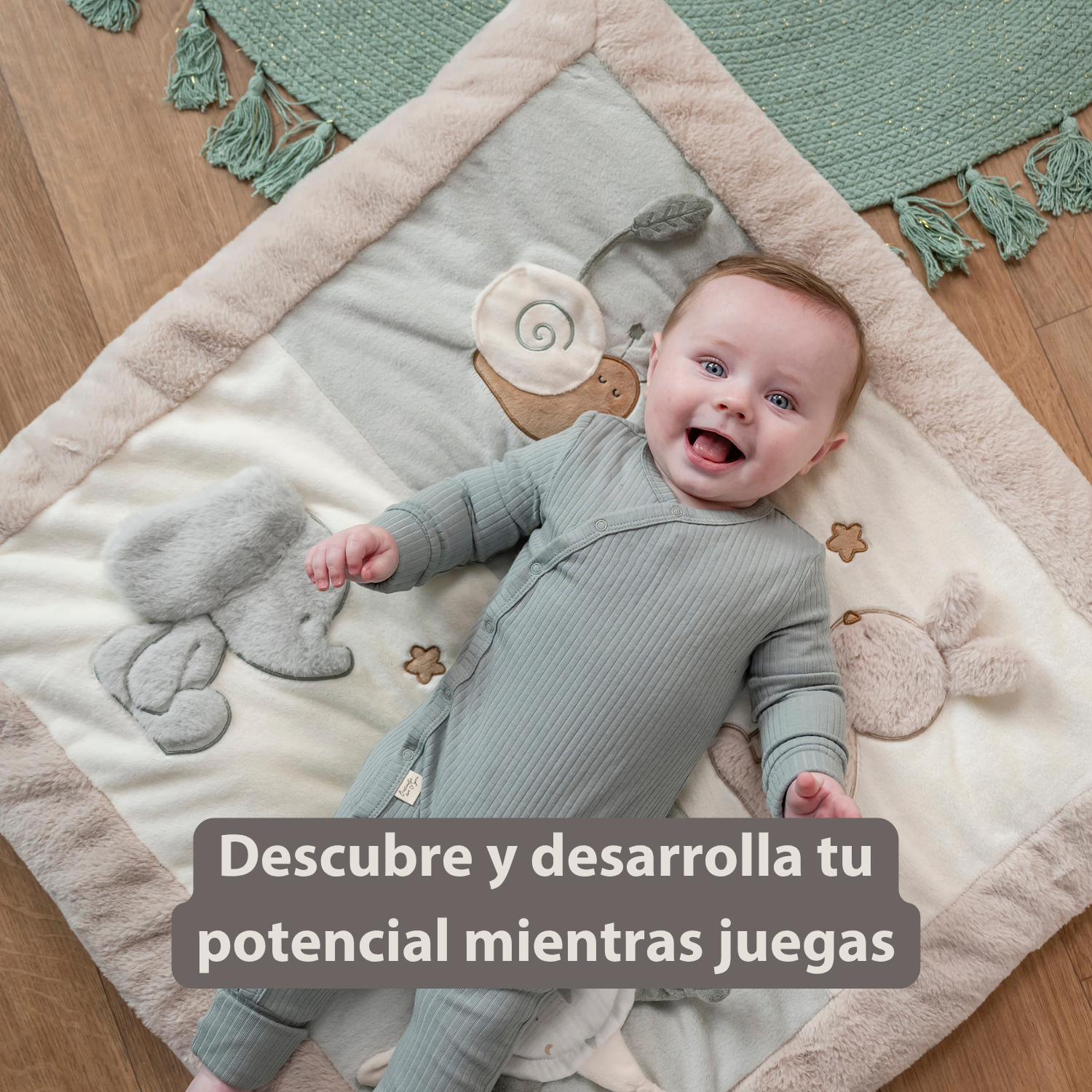 LouLou Playmat Square with Rounded Arches - 80 x 80 cm - Activity Play Mat for Babies - Soft Colours [ES]