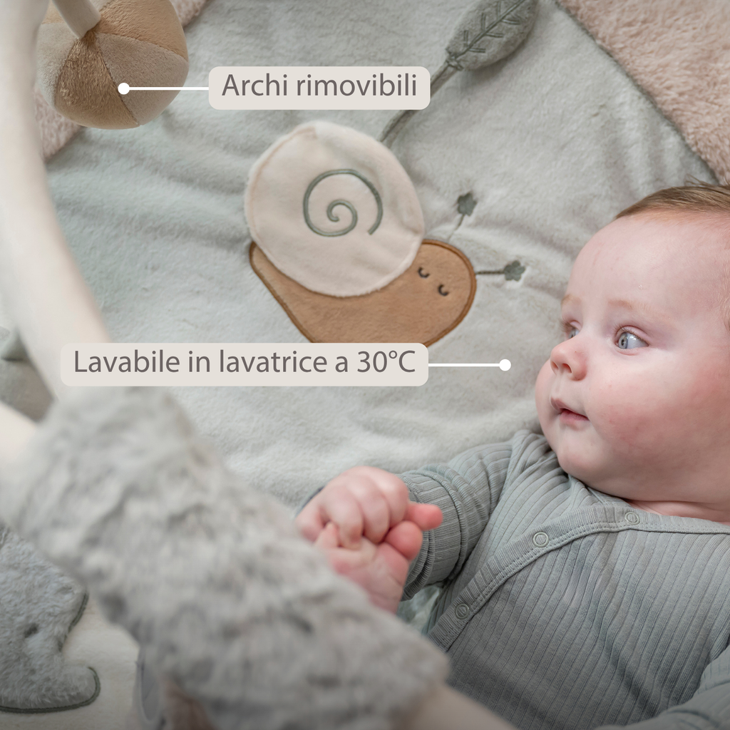 LouLou Playmat Square with Rounded Arches - 80 x 80 cm - Activity Play Mat for Babies - Soft Colours [IT]