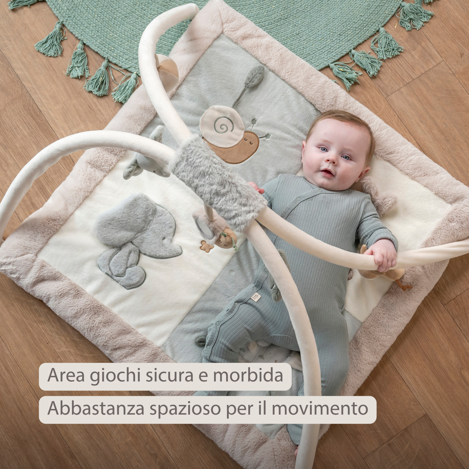 LouLou Playmat Square with Rounded Arches - 80 x 80 cm - Activity Play Mat for Babies - Soft Colours [IT]