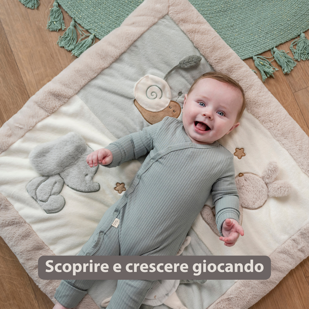 LouLou Playmat Square with Rounded Arches - 80 x 80 cm - Activity Play Mat for Babies - Soft Colours [IT]