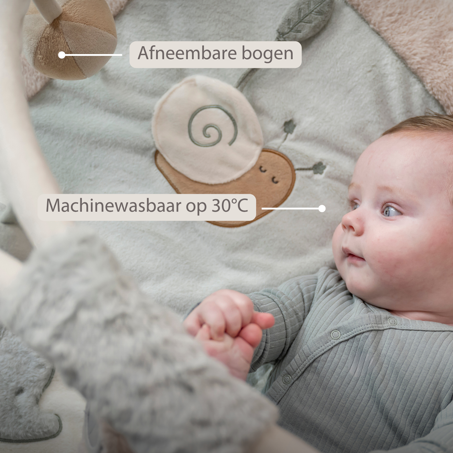 LouLou Playmat Square with Rounded Arches - 80 x 80 cm - Activity Play Mat for Babies - Soft Colours [NL]