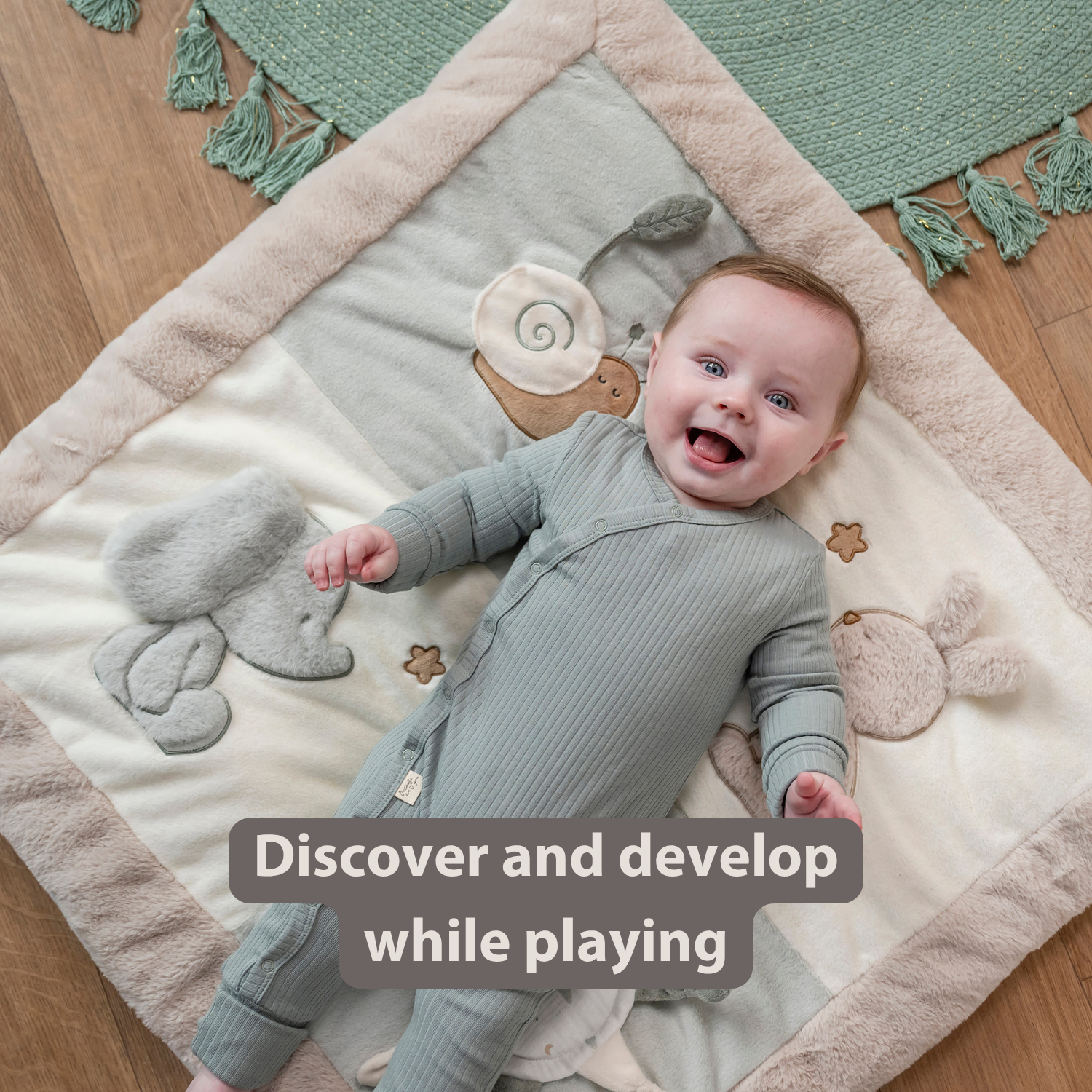 LouLou Playmat Square with Rounded Arches - 80 x 80 cm - Activity Play Mat for Babies - Soft Colours [EN]