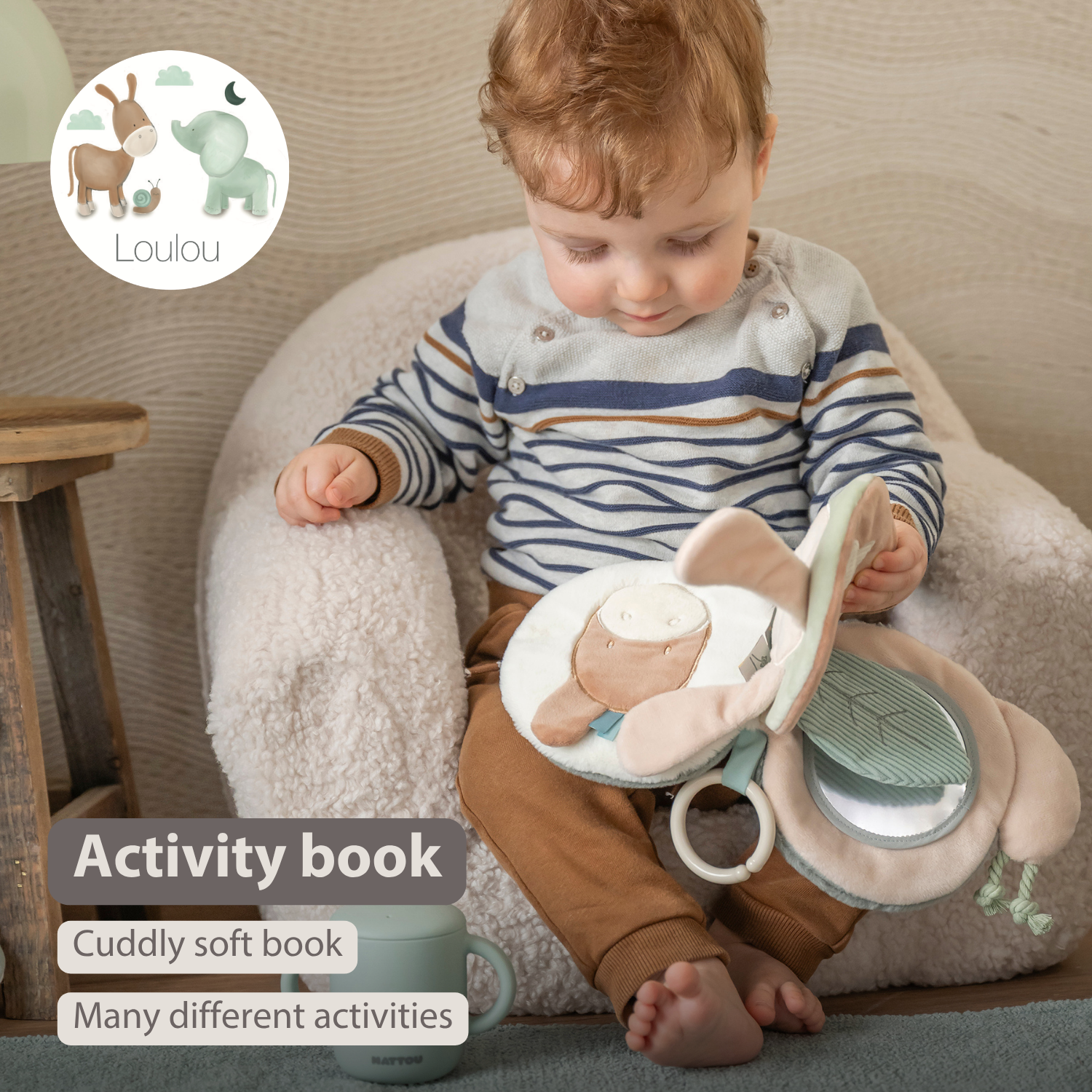 LouLou Activity Book Snail - Baby Toy - 15 cm - Soft Colours [EN]