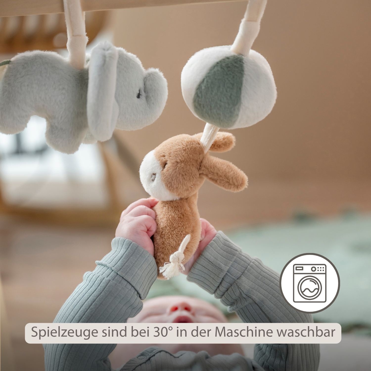 LouLou Wooden Play Arch with Hanging Toys - 60 x 50 x 47 cm - Soft Colours [DE]