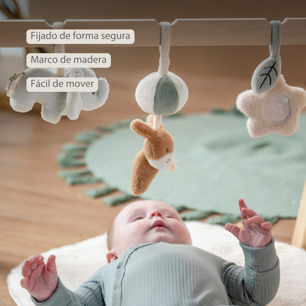 LouLou Wooden Play Arch with Hanging Toys - 60 x 50 x 47 cm - Soft Colours [ES]