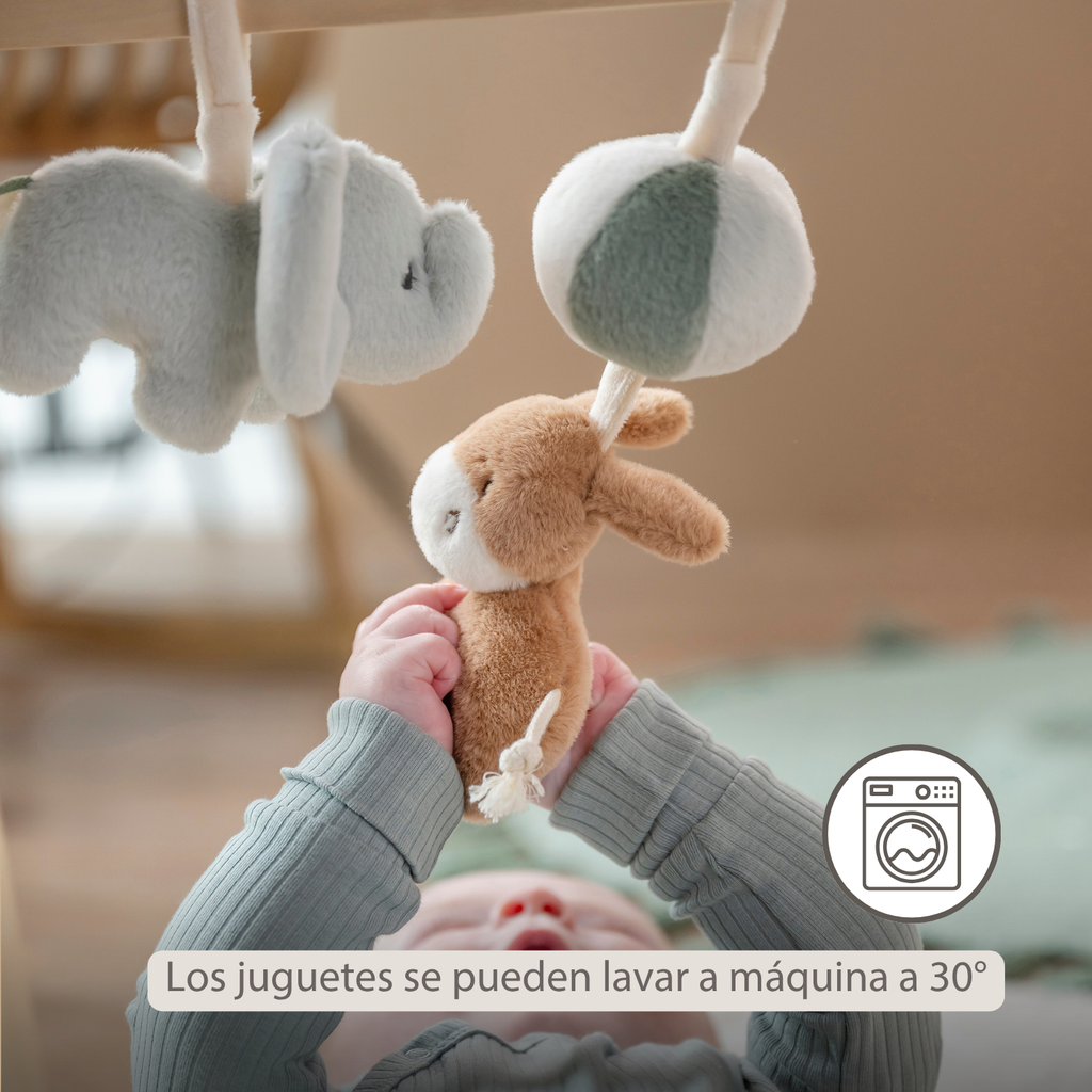 LouLou Wooden Play Arch with Hanging Toys - 60 x 50 x 47 cm - Soft Colours [ES]