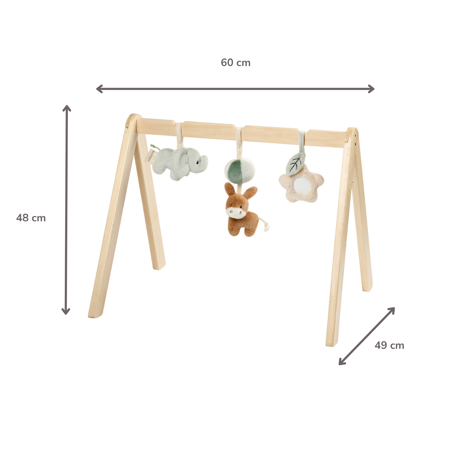 LouLou Wooden Play Arch with Hanging Toys - 60 x 50 x 47 cm - Soft Colours [ES]