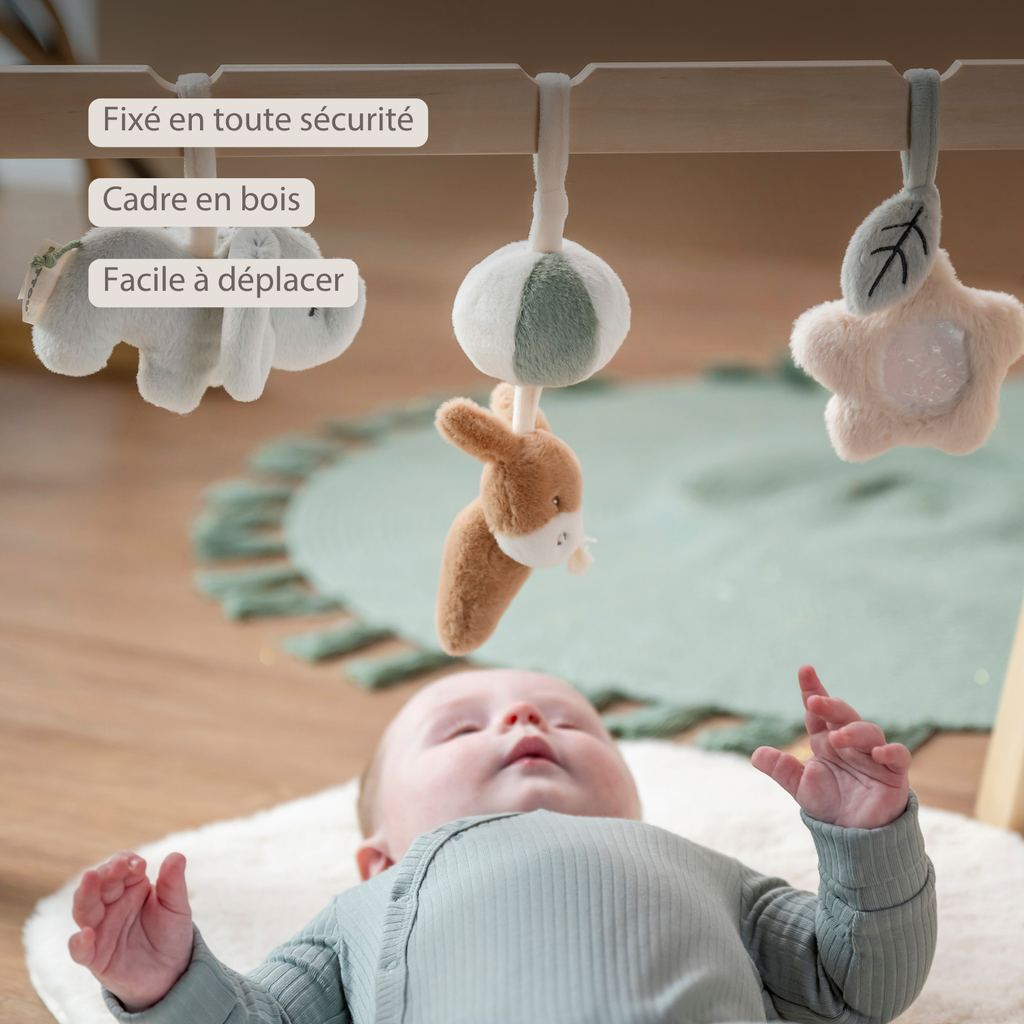 LouLou Wooden Play Arch with Hanging Toys - 60 x 50 x 47 cm - Soft Colours [FR]