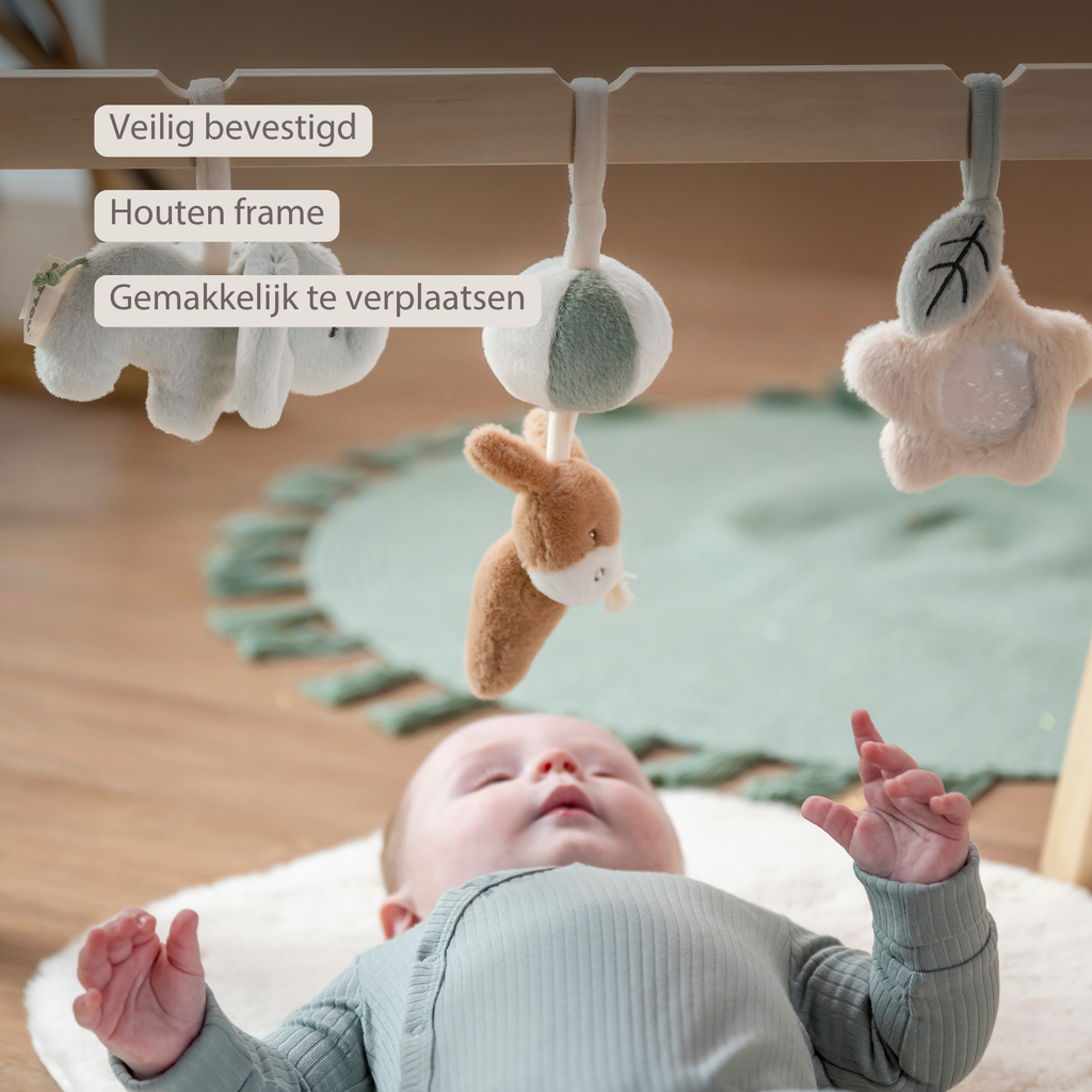 LouLou Wooden Play Arch with Hanging Toys - 60 x 50 x 47 cm - Soft Colours [NL]