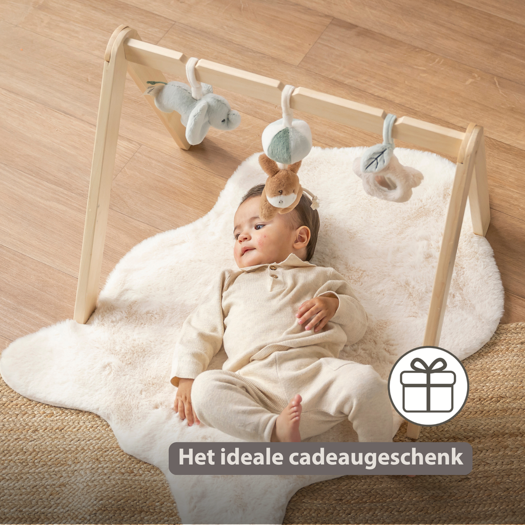 LouLou Wooden Play Arch with Hanging Toys - 60 x 50 x 47 cm - Soft Colours [NL]