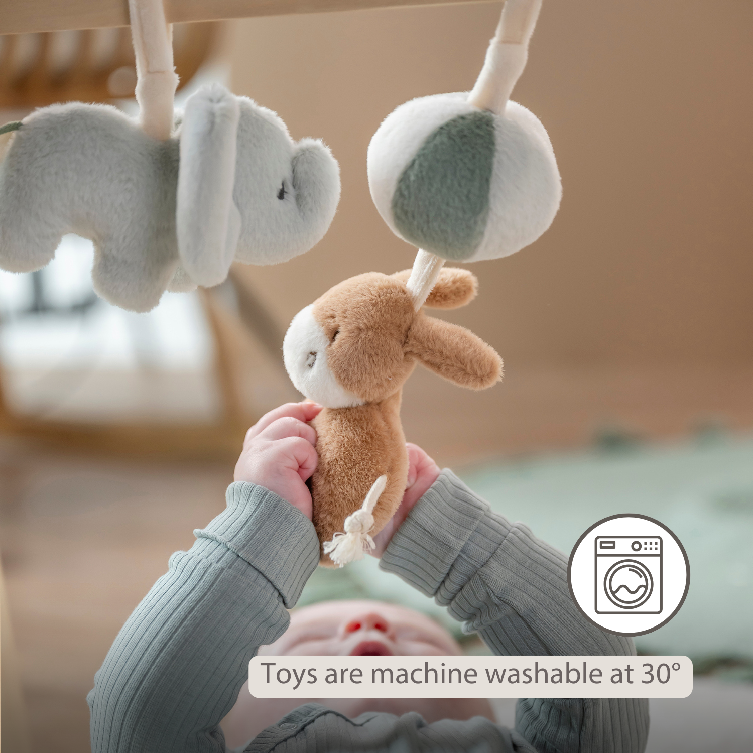 LouLou Wooden Play Arch with Hanging Toys - 60 x 50 x 47 cm - Soft Colours [EN]