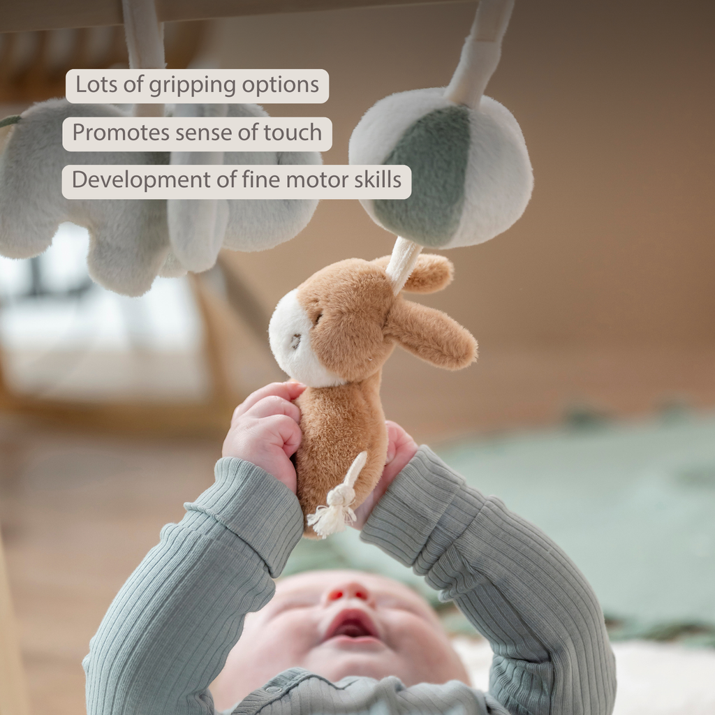 LouLou Wooden Play Arch with Hanging Toys - 60 x 50 x 47 cm - Soft Colours [EN]