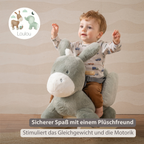 LouLou Rocking Horse Donkey - Rocking Animal in Soft Fabric - Dark Green [DE]