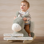 LouLou Rocking Horse Donkey - Rocking Animal in Soft Fabric - Dark Green [DE]