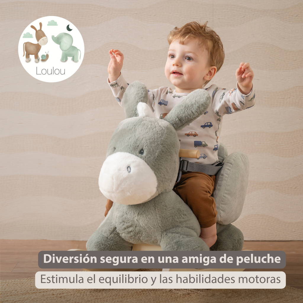 LouLou Rocking Horse Donkey - Rocking Animal in Soft Fabric - Dark Green [ES]