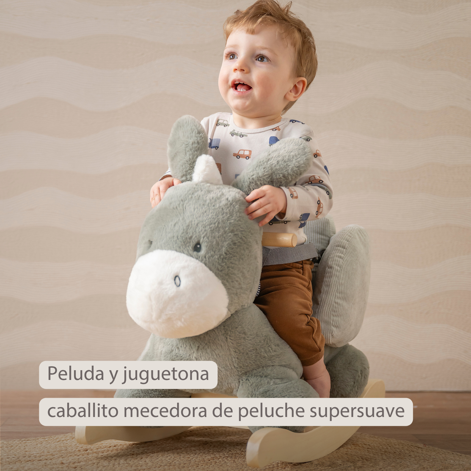 LouLou Rocking Horse Donkey - Rocking Animal in Soft Fabric - Dark Green [ES]