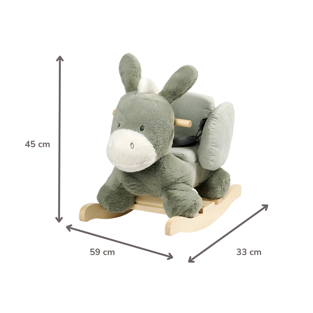 LouLou Rocking Horse Donkey - Rocking Animal in Soft Fabric - Dark Green [ES]
