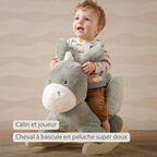 LouLou Rocking Horse Donkey - Rocking Animal in Soft Fabric - Dark Green [FR]