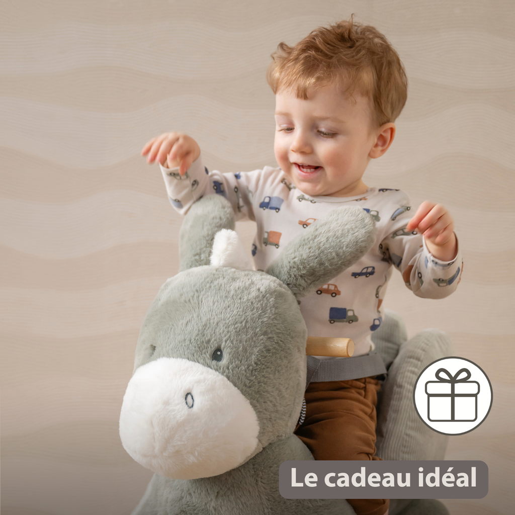 LouLou Rocking Horse Donkey - Rocking Animal in Soft Fabric - Dark Green [FR]