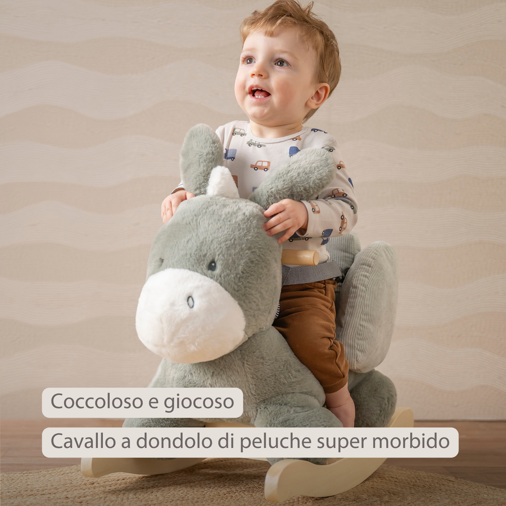 LouLou Rocking Horse Donkey - Rocking Animal in Soft Fabric - Dark Green [IT]