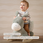LouLou Rocking Horse Donkey - Rocking Animal in Soft Fabric - Dark Green [IT]